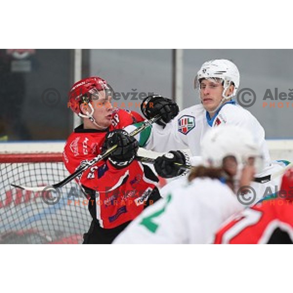 action during Alps League ice-hockey match between SIJ Acroni Jesenice and SZ Olimpija in Podmezakla Hall, Jesenice, Slovenia on December 30, 2017