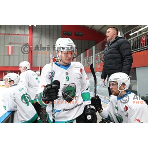 action during Alps League ice-hockey match between SIJ Acroni Jesenice and SZ Olimpija in Podmezakla Hall, Jesenice, Slovenia on December 30, 2017