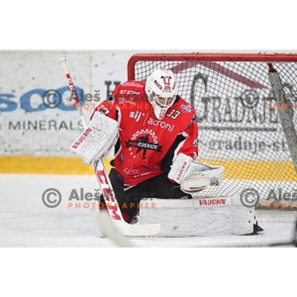 Clarke Saunders of SIJ Acroni Jesenice during Alps League ice-hockey match between SIJ Acroni Jesenice and SZ Olimpija in Podmezakla Hall, Jesenice, Slovenia on December 30, 2017