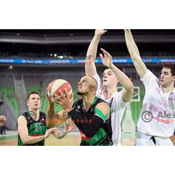 Jordan Morgan of Petrol Olimpija in action during ABA league basketball match between Petrol Olimpija and Mega Bemax in SRC Stozice, Ljubljana on January 5, 2018