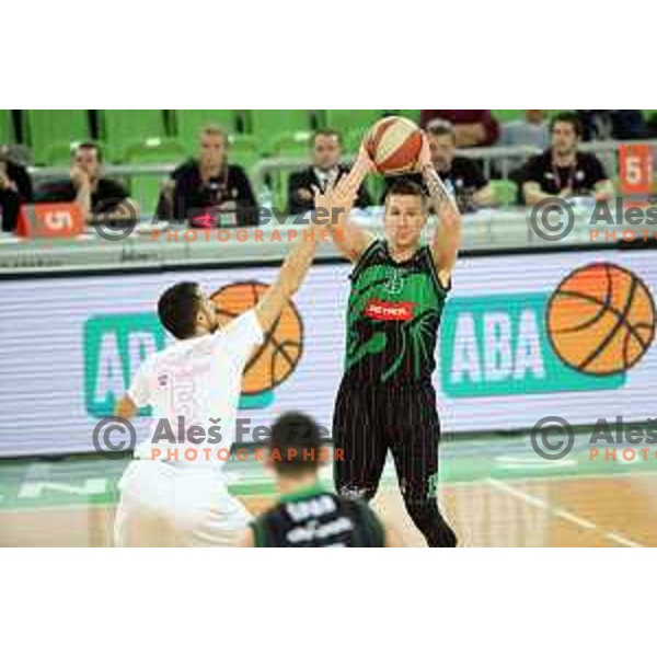 Gregor Hrovat of Petrol Olimpija in action during ABA league basketball match between Petrol Olimpija and Mega Bemax in SRC Stozice, Ljubljana on January 5, 2018