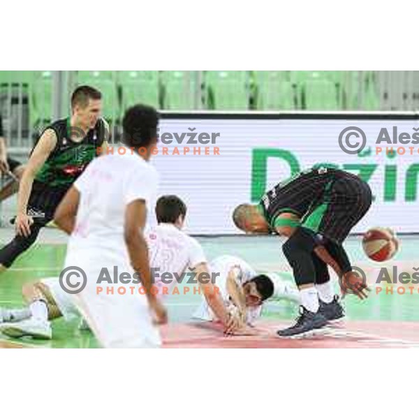 Jordan Morgan of Petrol Olimpija in action during ABA league basketball match between Petrol Olimpija and Mega Bemax in SRC Stozice, Ljubljana on January 5, 2018