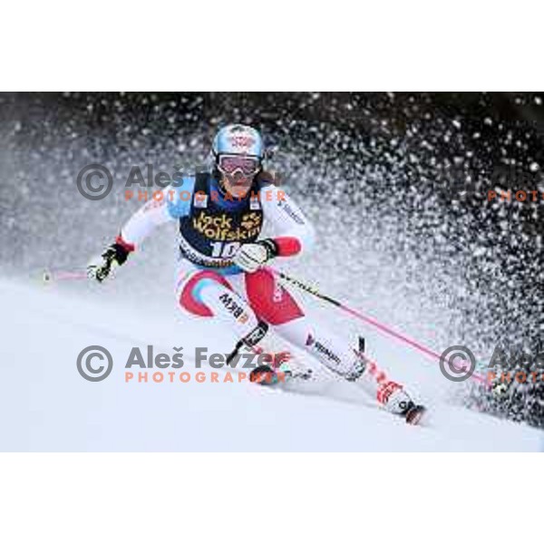 Melanie Meillard (SUI) skiing in the first run of 54. Golden Fox- Zlata lisica AUDI FIS Ski World Cup giant slalom in Kranjska gora, Slovenia on January 6, 2018