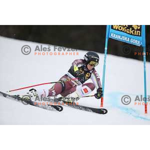 Sara Hector (SWE) skiing in the first run of 54. Golden Fox- Zlata lisica AUDI FIS Ski World Cup giant slalom in Kranjska gora, Slovenia on January 6, 2018