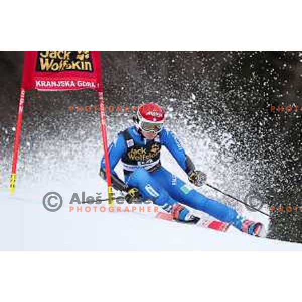Irene Curtoni (ITA) skiing in the first run of 54. Golden Fox- Zlata lisica AUDI FIS Ski World Cup giant slalom in Kranjska gora, Slovenia on January 6, 2018