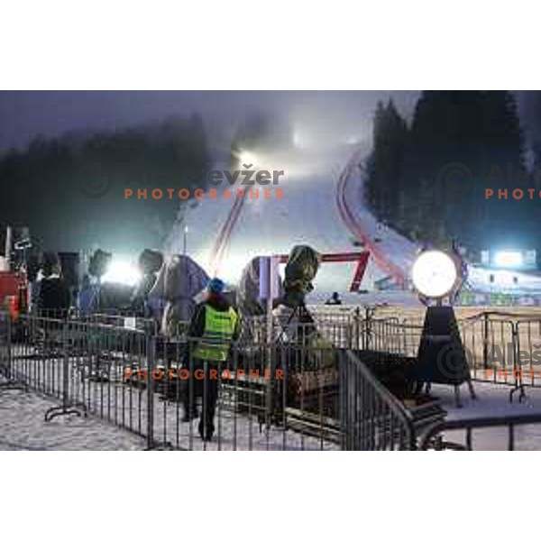 Course inspection before 54. Golden Fox- Zlata lisica AUDI FIS Ski World Cup giant slalom in Kranjska gora, Slovenia on January 6, 2018