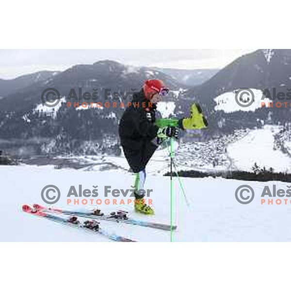 Ana Drev (SLO) at Course inspection before 54. Golden Fox- Zlata lisica AUDI FIS Ski World Cup giant slalom in Kranjska gora, Slovenia on January 6, 2018
