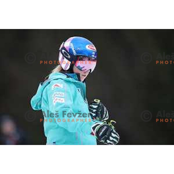 Mikaela Shiffrin (USA) at Course inspection before 54. Golden Fox- Zlata lisica AUDI FIS Ski World Cup giant slalom in Kranjska gora, Slovenia on January 6, 2018