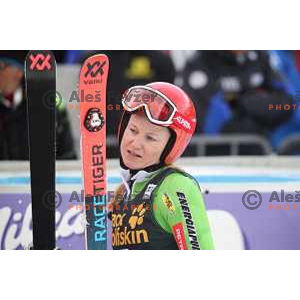 Ana Drev (SLO) in the finish of second run at 54. Golden Fox- Zlata lisica AUDI FIS Ski World Cup giant slalom in Kranjska gora, Slovenia on January 6, 2018