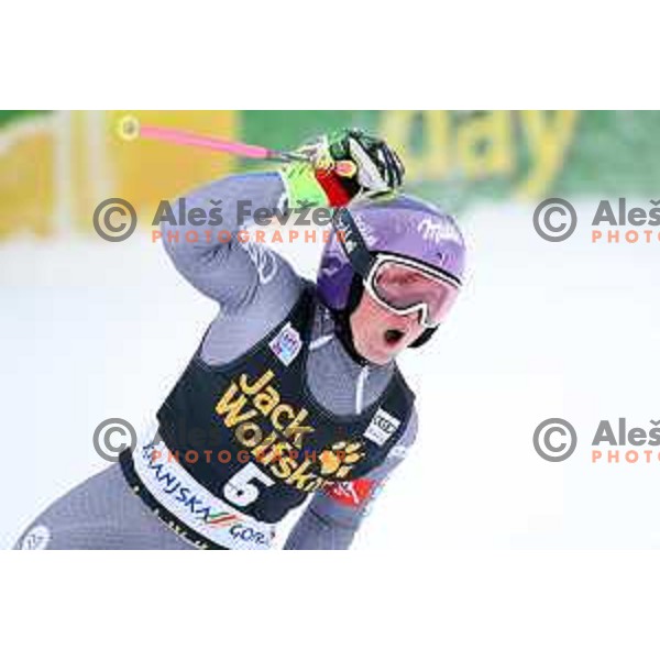 Tessa Worley (FRA), runner-up at 54. Golden Fox- Zlata lisica AUDI FIS Ski World Cup giant slalom in Kranjska gora, Slovenia on January 6, 2018