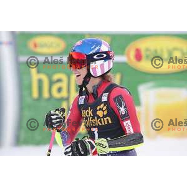 Mikaela Shiffrin (USA), winner of 54. Golden Fox- Zlata lisica AUDI FIS Ski World Cup giant slalom in Kranjska gora, Slovenia on January 6, 2018