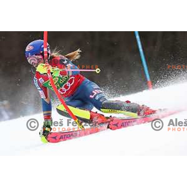Mikaela Shiffrin (USA) winner of 54. Golden Fox- Zlata lisica AUDI FIS Ski World Cup slalom in Kranjska gora, Slovenia on January 7, 2018 and Diamnod Golden Fox Trophy
