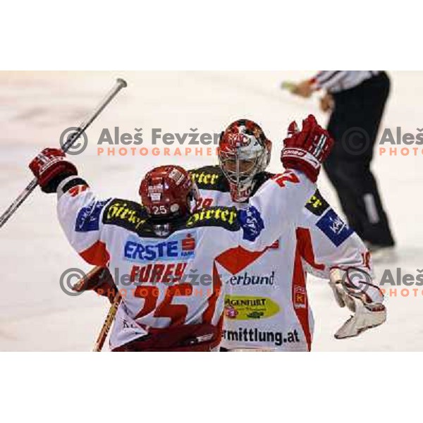 Furey and Verner at ice-hockey game Acroni Jesenice-KAC in Ebel league,played in Podmezakla, Jesenice, Slovenia 18.12.2007.KAC won after penalty shot-out 2:1. Photo by Ales Fevzer 