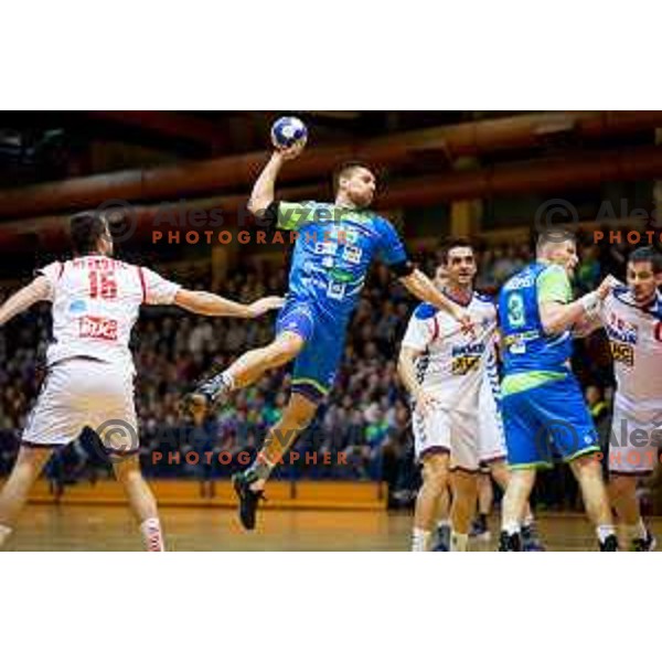 Marko Bezjak of team Slovenia in action during friendly handball match between Slovenia and Serbia, played in Osnovna Sola 3, Murska Sobota, Slovenia on January 9, 2018