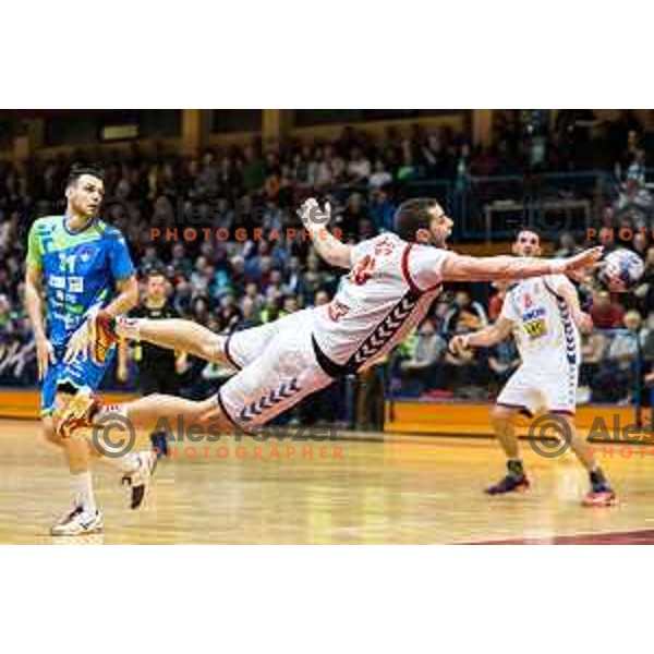 Mijajlo Marsenic of team Serbia in action during friendly handball match between Slovenia and Serbia, played in Osnovna Sola 3, Murska Sobota, Slovenia on January 9, 2018