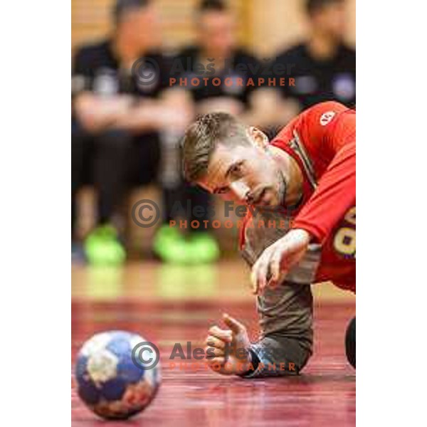 Urban Lesjak of team Slovenia in action during friendly handball match between Slovenia and Serbia, played in Osnovna Sola 3, Murska Sobota, Slovenia on January 9, 2018