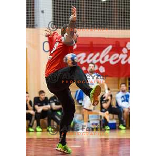 Urban Lesjak of team Slovenia in action during friendly handball match between Slovenia and Serbia, played in Osnovna Sola 3, Murska Sobota, Slovenia on January 9, 2018