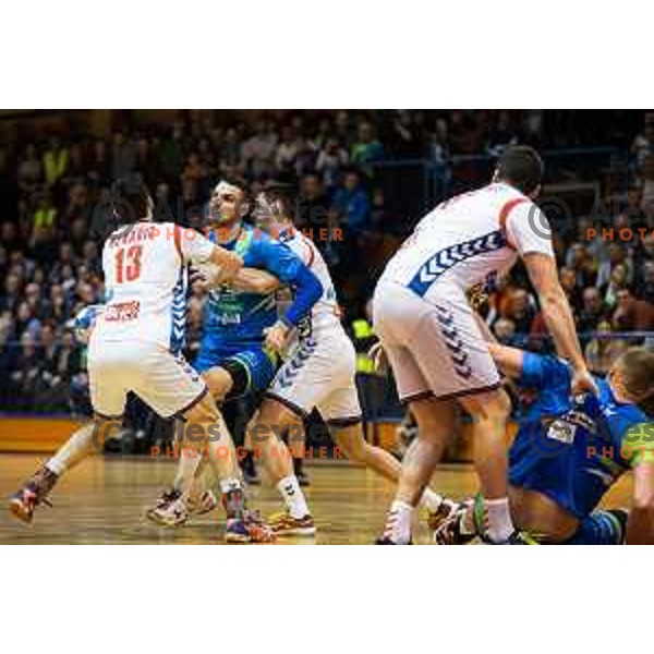 of team Slovenia in action during friendly handball match between Slovenia and Serbia, played in Osnovna Sola 3, Murska Sobota, Slovenia on January 9, 2018