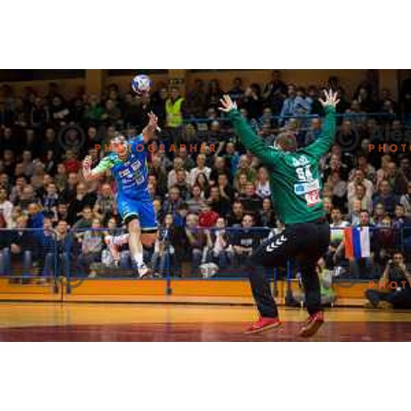 Gasper Marguc of team Slovenia in action during friendly handball match between Slovenia and Serbia, played in Osnovna Sola 3, Murska Sobota, Slovenia on January 9, 2018