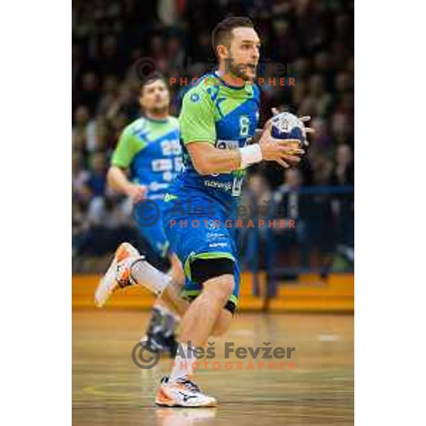Gasper Marguc of team Slovenia in action during friendly handball match between Slovenia and Serbia, played in Osnovna Sola 3, Murska Sobota, Slovenia on January 9, 2018