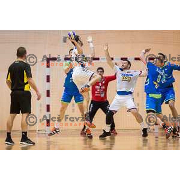 Blaz Blagotinsek of team Slovenia in action during friendly handball match between Slovenia and Serbia, played in Osnovna Sola 3, Murska Sobota, Slovenia on January 9, 2018