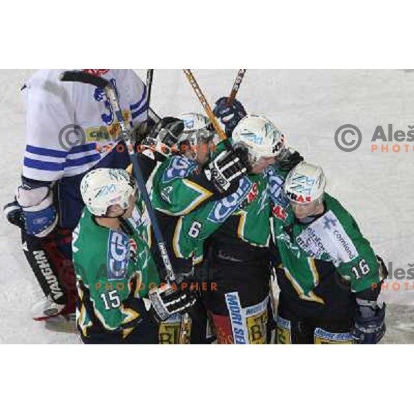 ZM Olimpija players celebrating third goal