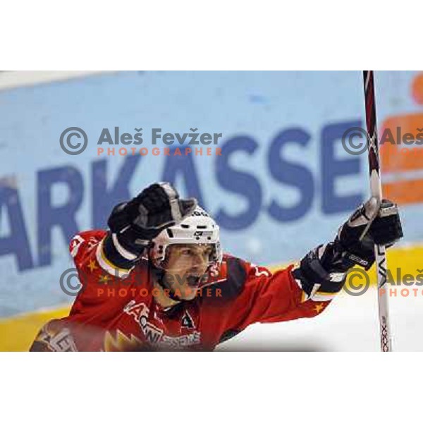 Golicic celebrate gol at ice-hockey game Acroni Jesenice-KAC in Ebel league,played in Podmezakla, Jesenice, Slovenia 18.12.2007.KAC won after penalty shot-out 2:1. Photo by Ales Fevzer 