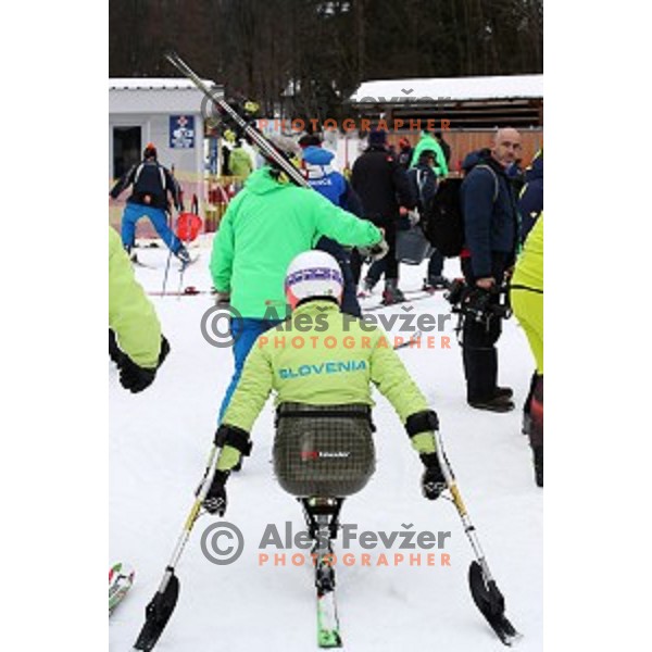Jernej Slivnik (SLO) during Giant Slalom at 2018 Para Alpine Skiing World Cup in Kranjska gora, Slovenia on January 11, 2018
