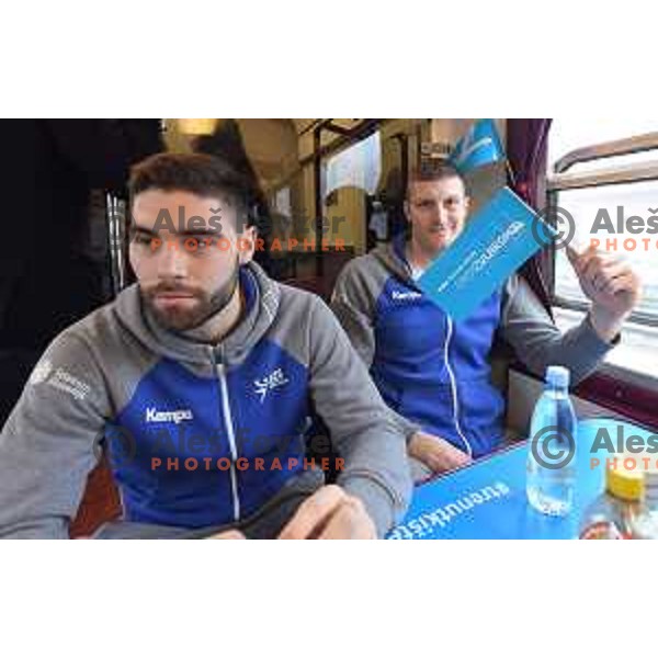 Blaz Janc and Blaz Blagotinsek of Slovenia Handball team for EHF Euro 2018 depart from Zidani most to Zagreb, Croatia in January 12, 2018