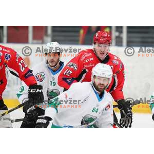 action during Alps League ice-hockey match between SIJ Acroni Jesenice and SZ Olimpija in Podmezakla Hall, Jesenice, Slovenia on January 13, 2018
