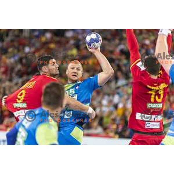Slovenia’s Ziga Mlakar (55) in action EHF European Championship match between Macedonia and Slovenia, in Arena Zagreb, Zagreb, on January 13, 2018 
