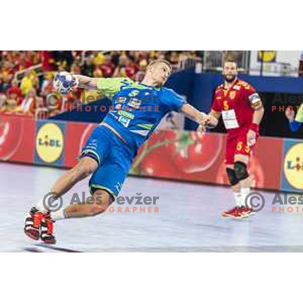 Slovenia’s Blaz Blagotinsek (3) in action EHF European Championship match between Macedonia and Slovenia, in Arena Zagreb, Zagreb, on January 13, 2018 