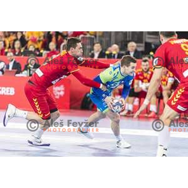 Slovenia’s Miha Zarabec (23) in action EHF European Championship match between Macedonia and Slovenia, in Arena Zagreb, Zagreb, on January 13, 2018 
