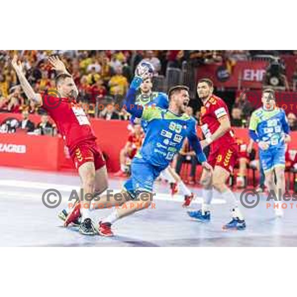 Slovenia’s Matic Suholeznik (95) in action EHF European Championship match between Macedonia and Slovenia, in Arena Zagreb, Zagreb, on January 13, 2018
