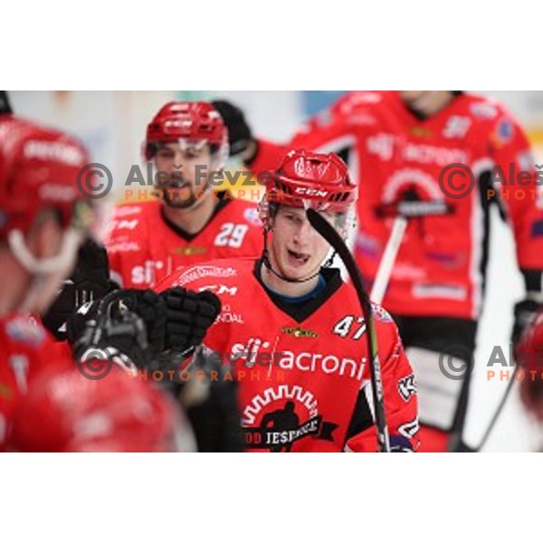 action during Alps League ice-hockey match between SIJ Acroni Jesenice and SZ Olimpija in Podmezakla Hall, Jesenice, Slovenia on January 13, 2018