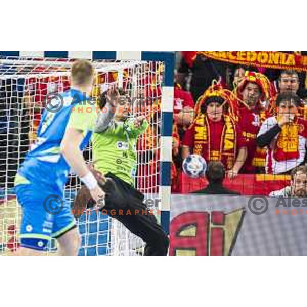 Slovenia’s Matevz Skok (1) in action EHF European Championship match between Macedonia and Slovenia, in Arena Zagreb, Zagreb, on January 13, 2018 