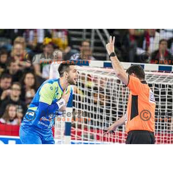 Slovenia’s Igor Zabic (33) in action EHF European Championship match between Macedonia and Slovenia, in Arena Zagreb, Zagreb, on January 13, 2018