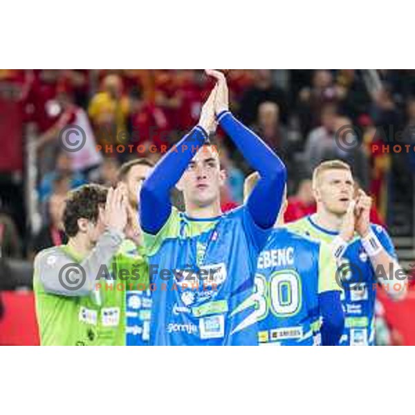 Slovenia’s Nik Henigman (5) in action EHF European Championship match between Macedonia and Slovenia, in Arena Zagreb, Zagreb, on January 13, 2018 
