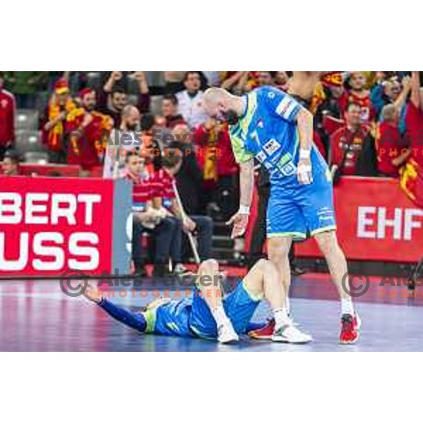 Slovenia’s Vid Kavticnik (7) in action EHF European Championship match between Macedonia and Slovenia, in Arena Zagreb, Zagreb, on January 13, 2018