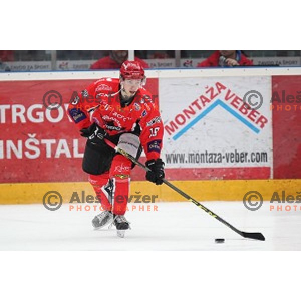 action during Alps League ice-hockey match between SIJ Acroni Jesenice and SZ Olimpija in Podmezakla Hall, Jesenice, Slovenia on January 13, 2018