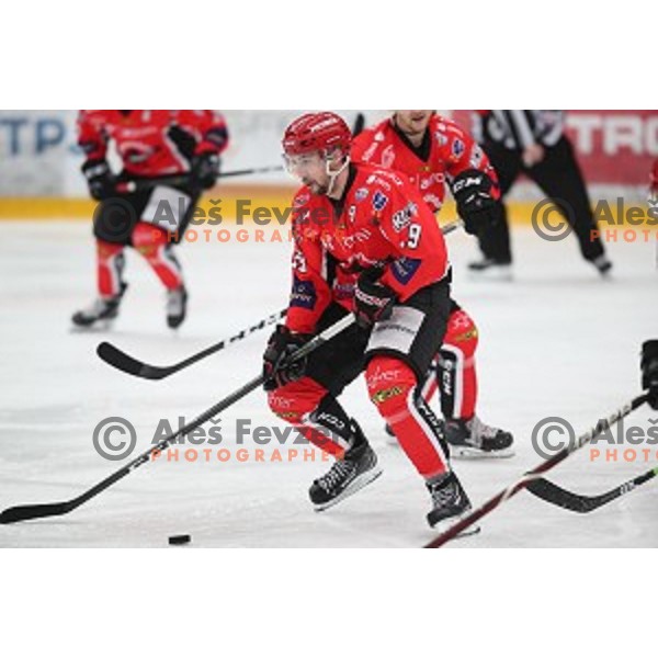 action during Alps League ice-hockey match between SIJ Acroni Jesenice and SZ Olimpija in Podmezakla Hall, Jesenice, Slovenia on January 13, 2018