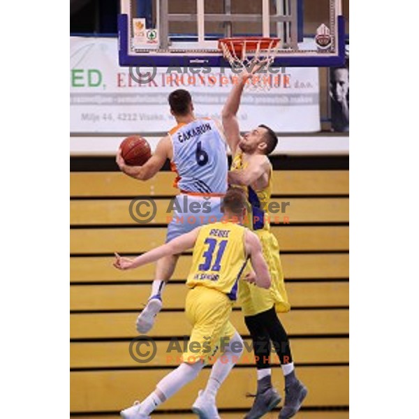 Marjan Cakarun in action during Nova KBM league basketball match between Sencur GGD and Sixt Primorska in Sencur Sports Hall, Slovenia on January 13, 2018