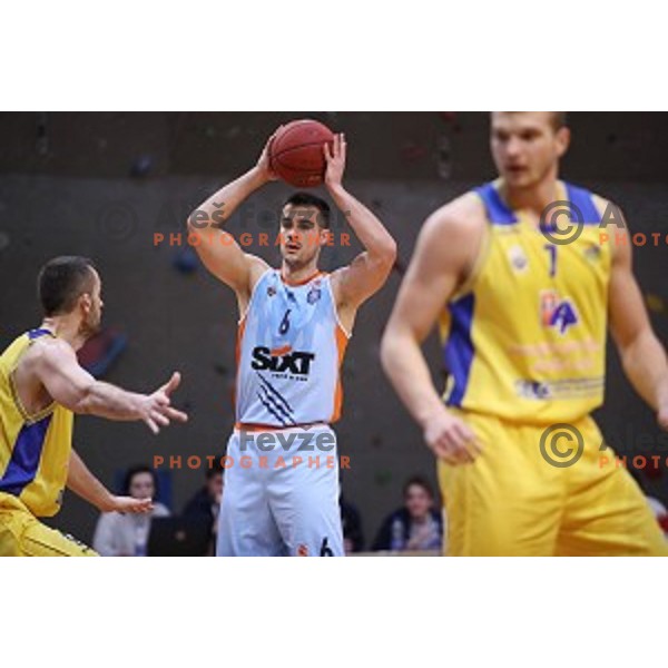 Marjan Cakarun in action during Nova KBM league basketball match between Sencur GGD and Sixt Primorska in Sencur Sports Hall, Slovenia on January 13, 2018