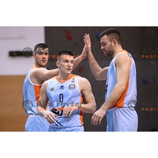 Marjan Cakarun, Matic Rebec and Nejc Zupan in action during Nova KBM league basketball match between Sencur GGD and Sixt Primorska in Sencur Sports Hall, Slovenia on January 13, 2018