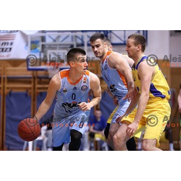 Matic Rebec in action during Nova KBM league basketball match between Sencur GGD and Sixt Primorska in Sencur Sports Hall, Slovenia on January 13, 2018