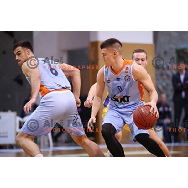 Matic Rebec in action during Nova KBM league basketball match between Sencur GGD and Sixt Primorska in Sencur Sports Hall, Slovenia on January 13, 2018