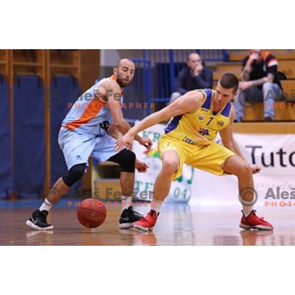 Nebojsa Joksimovic and Dino Muric of Sencur GGD in action during Nova KBM league basketball match between Sencur GGD and Sixt Primorska in Sencur Sports Hall, Slovenia on January 13, 2018