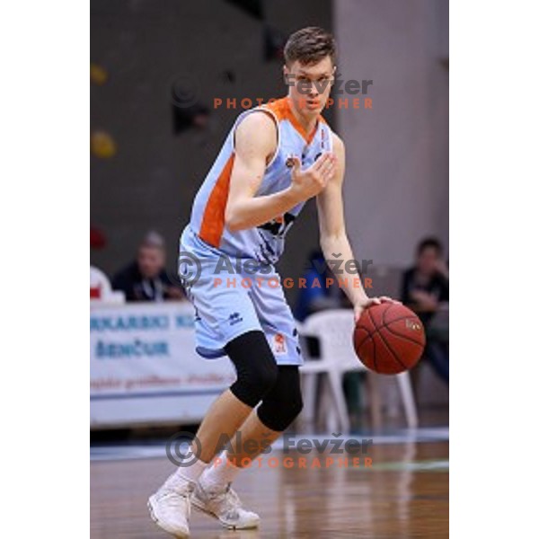 Gregor Glas in action during Nova KBM league basketball match between Sencur GGD and Sixt Primorska in Sencur Sports Hall, Slovenia on January 13, 2018