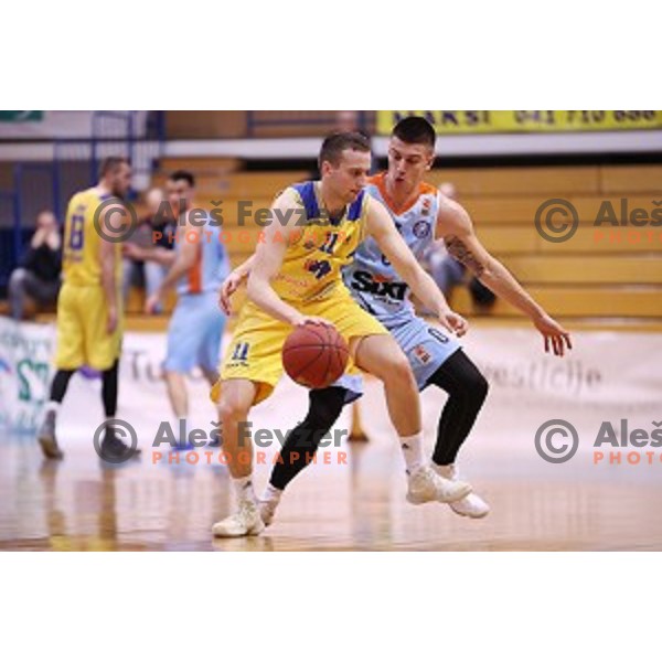 Nejc Martincic and Matic Rebec in action during Nova KBM league basketball match between Sencur GGD and Sixt Primorska in Sencur Sports Hall, Slovenia on January 13, 2018