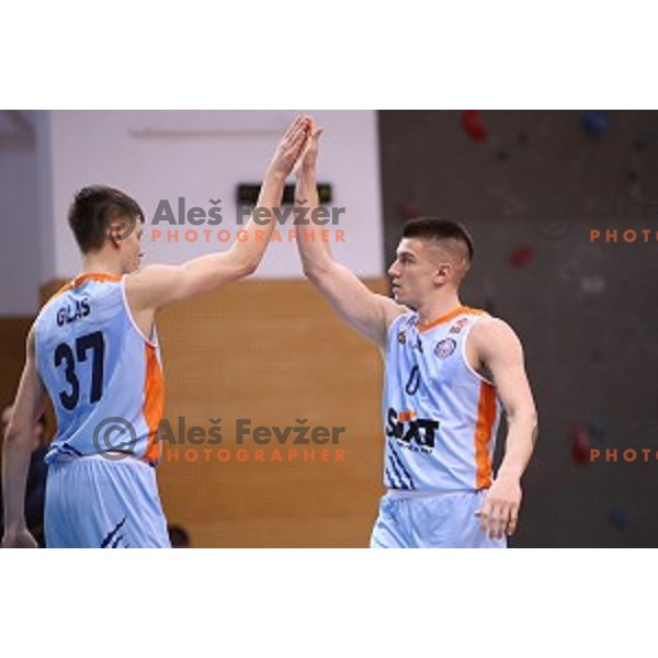 Gregor Glas and Matic Rebec in action during Nova KBM league basketball match between Sencur GGD and Sixt Primorska in Sencur Sports Hall, Slovenia on January 13, 2018